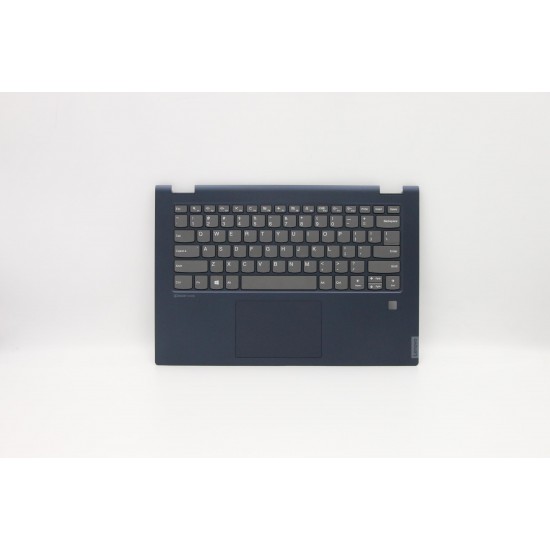 Carcasa superioara cu tastatura palmrest Laptop, Lenovo, IdeaPad C340-14IWL Type 81N4, 5CB0U42364, AP2GA000C20, ET2GA000100, cu slot fingerprint, iluminata, albastra, layout US