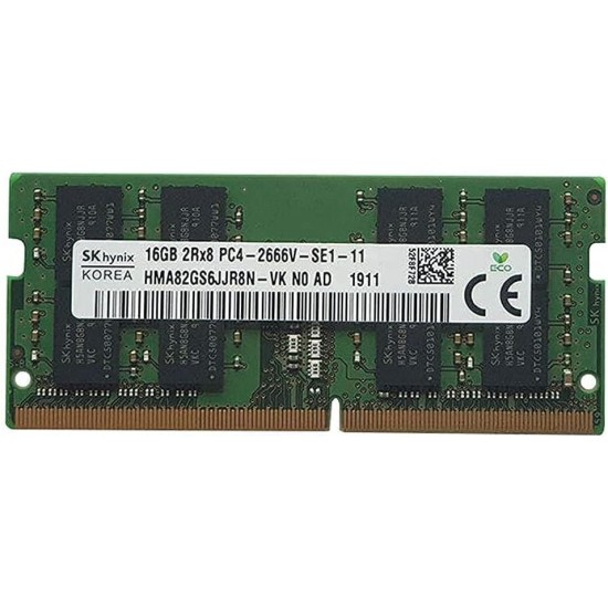 Memorie ram Laptop SK Hynix 16GB, DDR4, 2Rx8, PC4-2666V, 2666Mhz, HMA82GS6JJR8N-VK, PC4-21300, CL19, Non-ECC, sodimm, 260 pini