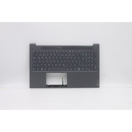 Carcasa superioara cu tastatura palmrest Laptop, Lenovo, Yoga Slim 7-15IIL05 Type 82AA, 5CB0X55821, 4BLS2TALV30 3A, iluminata, gri, layout DE (germana)