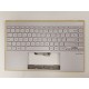 Carcasa superioara cu tastatura palmrest Laptop, Asus, ZenBook 14 UX425I, UX425IA, UX425J, UX425JA, UX425U, UX425UA, UX425UAZ, 90NB0RT2-R31UI1, 90NB0RT2-R31UI0, UX425IA-2P, iluminata, argintie, layout US