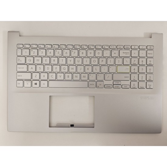Carcasa superioara cu tastatura palmrest Laptop, Asus, VivoBook 15 F513E, F513EA, F513EP, F513I, F513IA, 90NB0RR3-R32UI0, X513IA-2D, 13N1-BAA0G01, 13N1-BQM0201, iluminata, argintie, layout US