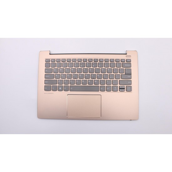 Carcasa superioara cu tastatura palmrest Laptop, Lenovo, IdeaPad 530S-14IKB Type 81EU, 5CB0R11980, AM171000250, ET171000110, iluminata, aurie, layout US