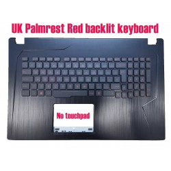 Carcasa superioara cu tastatura palmrest Laptop, Asus, ROG GL753V, GL753V, GL753VE, GL753VD, 90NB0DM3-R31UK1, 13N1-0XA0911, 13N1-0XP0511, GL753VD-2B, iluminata, rosie, layout UK