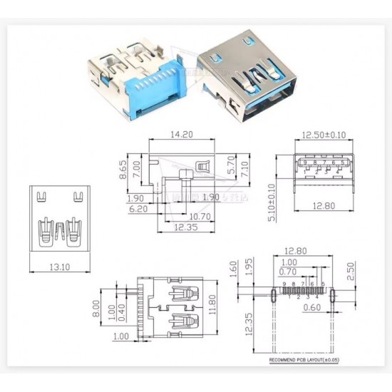 Mufa USB 3.0 Laptop, Getac B300, S410, 9 pini