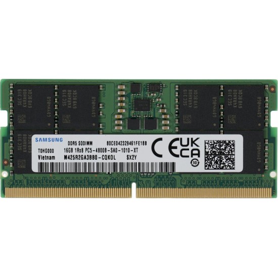 Memorie ram Laptop Samsung 16GB, DDR5, 1Rx8, PC4-4800B, CL40, M425R2GA3BB0-CQK0L, PC4-21300, CL40, Non-ECC, sodimm, 262 pini