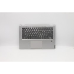 Carcasa superioara cu tastatura palmrest Laptop, Lenovo, IdeaPad C340-14API Type 81N6, 5CB0U42110, AM2GA000810, cu slot fingerprint, iluminata, argintie, layout US