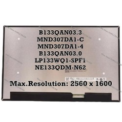Display Laptop, B133QAN03.0, B133QAN03.3, MND307DA1-C, MND307DA1-4, LP133WQ1-SPF1, LP133WQ1(SP)(F1), NE133QDM-N62, 13.3 inch, QHD, WQXGA, 2560x1600, IPS, 60Hz, non touch, 40 pini