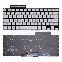 Tastatura Laptop Gaming, Asus, ROG Zephyrus G14 GA402R, GA402RJ, GA402RK, GA402N, GA402NI, GA402NJ, GA402NU, GA402NV, GA402X, GA402XI, GA402XU, GA402XV, GA402XY, GA402XZ, iluminata, alba, layout US