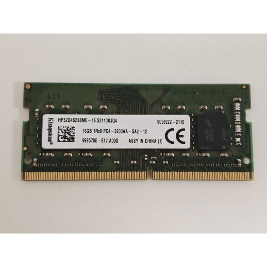 Memorie ram Laptop Kingston 16GB, DDR4, 1Rx8, PC4-3200AA, 3200Mhz, HP32D4S2S8MF-16, PC4-25600, CL22, Non-ECC, sodimm, 260 pini