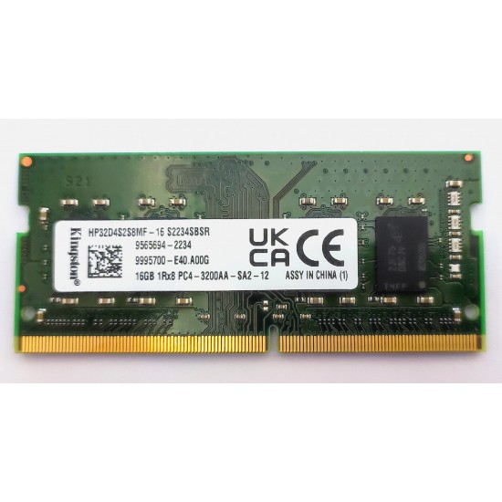 Memorie ram Laptop Kingston 16GB, DDR4, 1Rx8, PC4-3200AA, 3200Mhz, HP32D4S2S8MF-16, PC4-25600, CL22, Non-ECC, sodimm, 260 pini