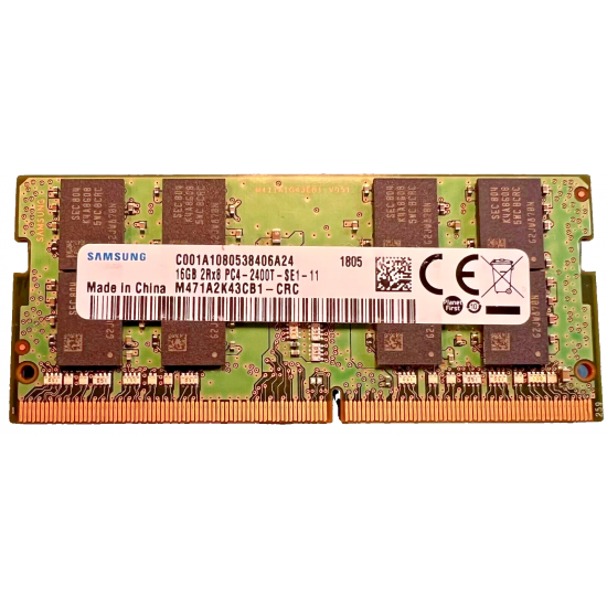 Memorie ram Laptop Samsung 16GB, DDR4, 2Rx8, 2400Mhz, PC4-2400T, M471A2K43CB1-CRC, PC4-19200, CL17, 1.2V, Non-ECC, sodimm, 260 pini
