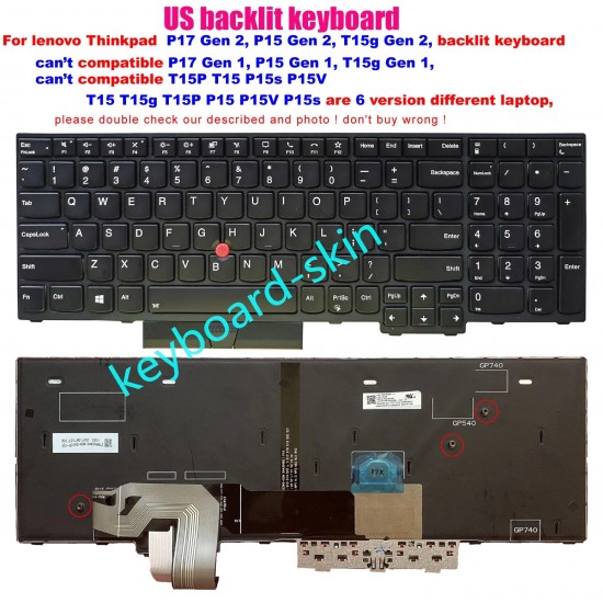 Tastatura Laptop, Lenovo, ThinkPad T15g Gen 2 Type 20YS, 20YT, iluminata, neagra, layout US
