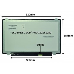 Display Laptop, Asus, Pro P2440U, P2440UA, P2440UF, P2440UQ, 14 inch, Slim, FHD, 1920x1080, IPS, 320mm latime, 30 pini