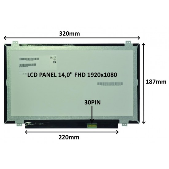 Display Laptop, Asus, EeeBook E403N, E403NA, E403S, E403SA, 18010-14002300, 14 inch, Slim, FHD, 1920x1080, IPS, 320mm latime, 30 pini