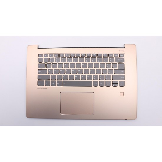 Carcasa superioara cu tastatura palmrest Laptop, Lenovo, IdeaPad 530S-15IKB Type 81EV, 5CB0R12312, cu iluminare, aurie, layout US