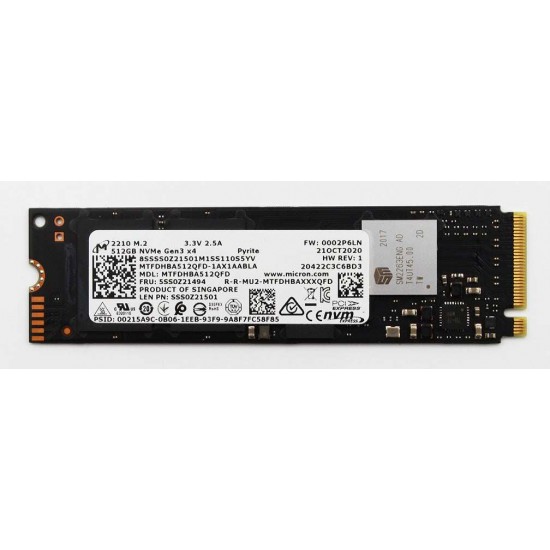 SSD Laptop Micron 2210, M.2 Gen3 x4 NVMe 512GB, MTFDHBA512QFD, DP/N 092RF3, 0C6M2M, bulk SSD