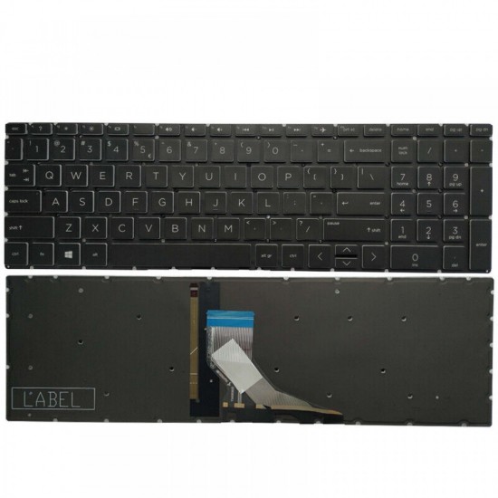 Tastatura Laptop Gaming, HP, Pavilion 15-EC, 15Z-EC, TPN-Q299, iluminata, neagra, layout US Tastaturi noi