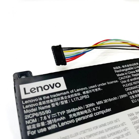 Baterie Laptop, Lenovo, 5B10W67423, 5B10W67297, 5B10R32998, 5B10W67381, 5B10P53998, 5B10P54004, 5B10P54005, 5B10R38759, 2ICP6/55/90, L17L2PB3, 2ICP6/55/90, L17L2PB3, 7.6V, 3948mAh, 30Wh