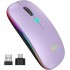 Mouse Wireless TQQ, 2.4Ghz USB, Bluetooth, urmarire optica 1600 DPI, Mouse LED reîncărcabil cu mod dublu pentru Laptop, PC, iOS, Android, iPad, Windows