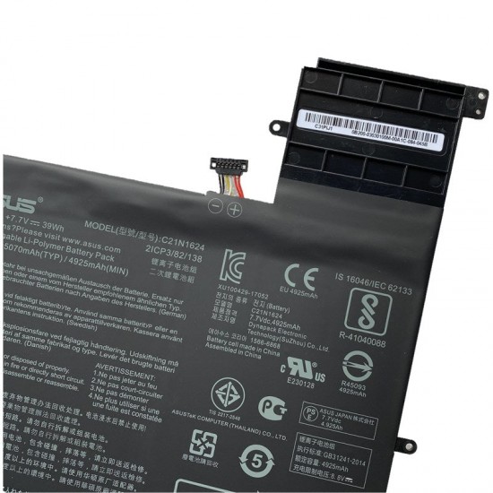 Baterie Laptop, Asus, ZenBook Flip S UX370, UX370U, UX370UA, UX370UAF, UX370UAR, 0B200-02420000, 2ICP3/82/138, C21N1624, 7.7V, 5070mAh, 39Wh