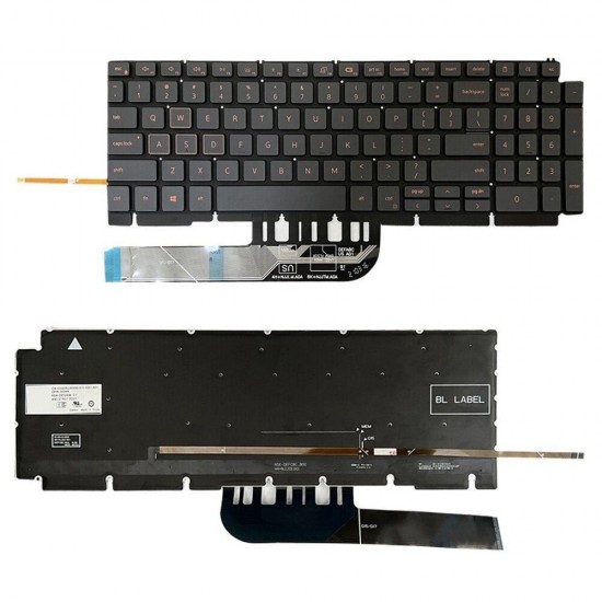 Tastatura Laptop, Dell, Latitude 15 3000 series, 3510, P101F, (an 2019), iluminata, portocalie, layout US Tastaturi noi