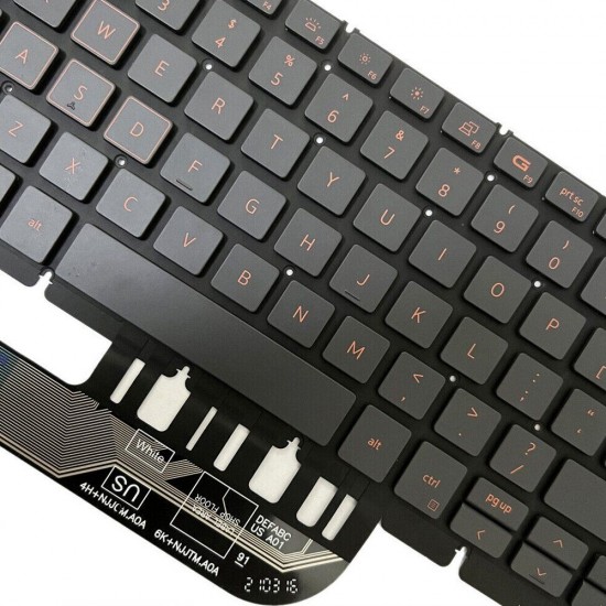 Tastatura Laptop, Dell, Inspiron 15 7000 series, 7590, 7591, (an 2019), iluminata, portocalie, layout US Tastaturi noi