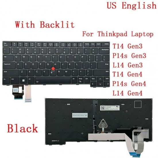 Tastatura Laptop, Lenovo, ThinkPad P14s Gen 3 Type 21J5, 21J6, 21AK, 21AL, iluminata, layout US Tastaturi noi