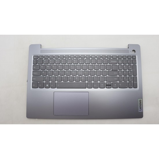 Carcasa superioara cu tastatura palmrest Laptop, Lenovo, IdeaPad Slim 3 15IRH8 Type 83EM, 5CB1M46881, AP2XP000300, Arctic Grey, iluminata, layous US