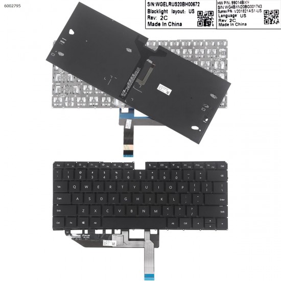 Tastatura Laptop, Huawei, MateBook X EUL-W19P, EUL-W29, EUL-W29P, 2020, iluminata, layout US Tastaturi noi
