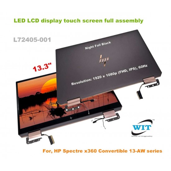 Ansamblu display complet cu touchscreen Laptop, HP, Envy X360 13-AW, 13T-AW, TPN-Q225, L72403-001, L72405-001, L72406-001, FHD, 13.3inch, maroniu Touchscreen Laptop