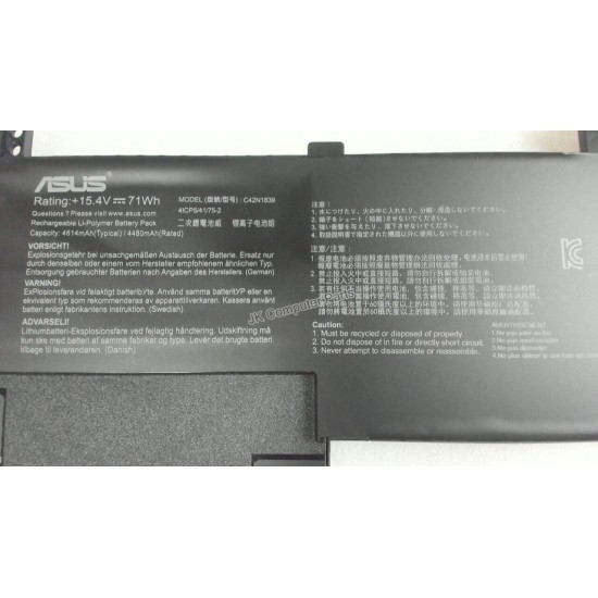 Baterie Laptop 2in1, Asus, ZenBook Flip 15 UX563FD, 0B200-03470000, 4ICP5/41/75-2, C42N1839, 15.4V, 4480mAh, 71Wh Baterii Laptop