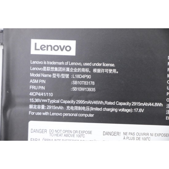 Baterie Laptop, Lenovo, ThinkPad L13 Gen 2 Type 20VH, 20HJ, 21AB, 21AC, 4ICP4/41/110, L18D4P90, 15.36V, 2915mAh, 46Wh