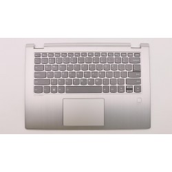 Carcasa superioara cu tastatura palmrest Laptop, Lenovo, Flex 6-14IKB Type 81EM, 5CB0R08901, iluminata, argintie, fingerprint, layout US