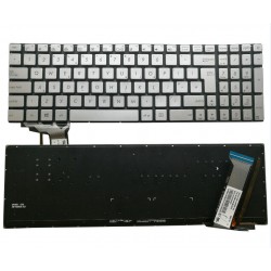 Tastatura Laptop, Asus, N551, N551J, N551JQ, N551JW, N551JB, N551JX, N551JM, G551, G551JW, N751, N751J, N751JK, N751JX, iluminata, argintie, layout UK