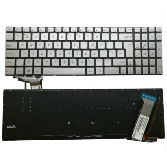Tastatura Laptop, Asus, N551, N551J, N551JQ, N551JW, N551JB, N551JX, N551JM, G551, G551JW, N751, N751J, N751JK, N751JX, iluminata, argintie, layout UK Tastaturi noi