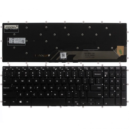 Tastatura Laptop, Dell, Inspiron P32E, P32E001, P65F, P65F001, P66F, P66F001, P72F, P72F002, P75F, P75F002, P75F003, P75F006, P89F, P89F001,  iluminata, layout US Tastaturi noi