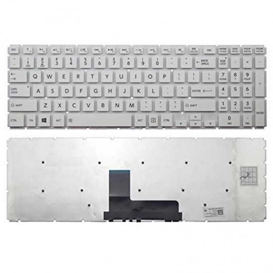 Tastatura Laptop, Toshiba, Satellite P55-W, fara rama, alba, US Tastaturi noi