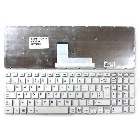 Tastatura Laptop, Toshiba, Satellite P55T-C, fara rama, alba, UK Tastaturi noi