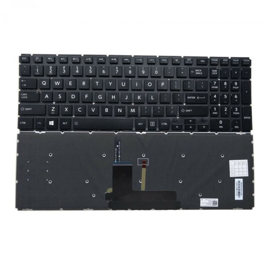 Tastatura Laptop, Toshiba, Satellite L50-C, iluminata, fara rama, neagra, us Tastaturi noi