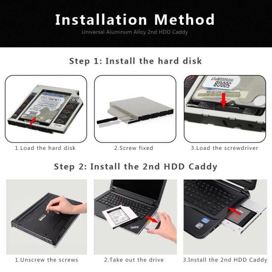 Adaptor CD-ROM pentru al doilea Hard disk SSD Caddy SATA Laptop 12.7mm Accesorii Laptop