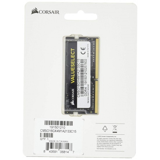 Memorie Laptop Corsair ValueSelect, 16GB (2x8GB), DDR4, 2133MHz, CL15, 1.2v, Dual Channel Kit Memorie RAM Noua