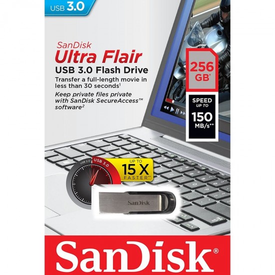 SanDisk Ultra Flair 256GB USB 3.0 SDCZ73-256G-G46 Memory stick Accesorii Laptop