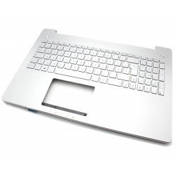 Carcasa superioara cu tastatura palmrest Laptop, Asus, N550, N550J, N550JA, N550JK, N550JV, N550LF, R552, R552JK, R552JV, R552LF, argintiu, cu iluminare
