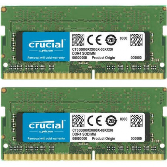 Memorie laptop Crucial 64GB (2x32GB), DDR4, 2666MHz, CL19, Dual Channel Kit CT2K32G4S266M Memorie RAM Noua