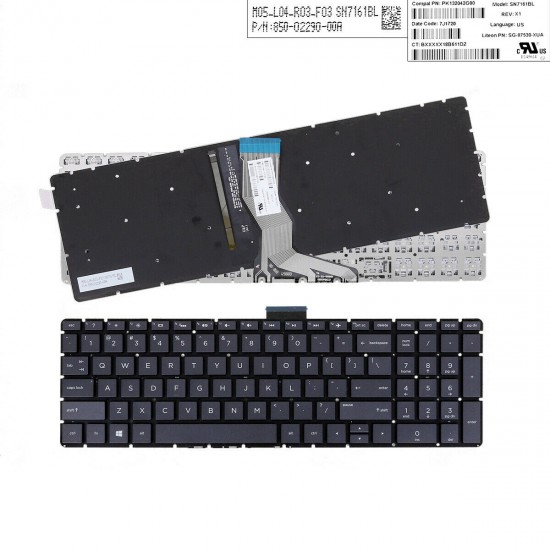 Tastatura Laptop, HP, Pavilion 17-W, 17T-W, TPN-Q174, iluminata, neagra, layout US Tastaturi noi