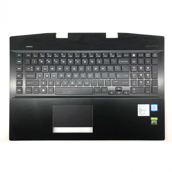 Carcasa superioara cu tastatura palmrest Laptop, HP, Omen 5 Plus 17-CB, TPN-C144, L57378-001, AM2K0000500, AM2K0000320, iluminata RGB, layout US Carcasa Laptop