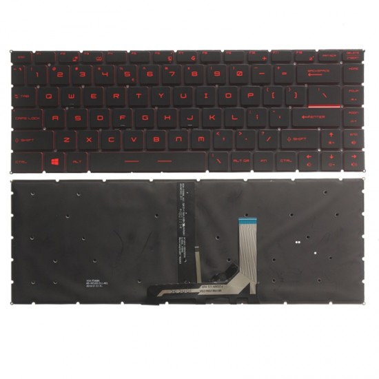 Tastatura Laptop, MSI, GF63 MS-16R1, MS-16R3, MS-16R4, MS-16R5, 8RC, 8RD, iluminata, rosie, layout US Tastaturi noi