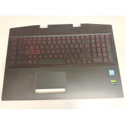 Carcasa superioara cu tastatura palmrest Laptop, HP, Omen 5 Plus 17-CB, TPN-C144, AM2K0000310, AM2K0000500, cu iluminata rosie, layout US