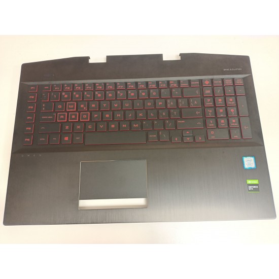 Carcasa superioara cu tastatura palmrest Laptop, HP, Omen 5 Plus 17-CB, TPN-C144, AM2K0000310, AM2K0000500, cu iluminata rosie, layout US Carcasa Laptop