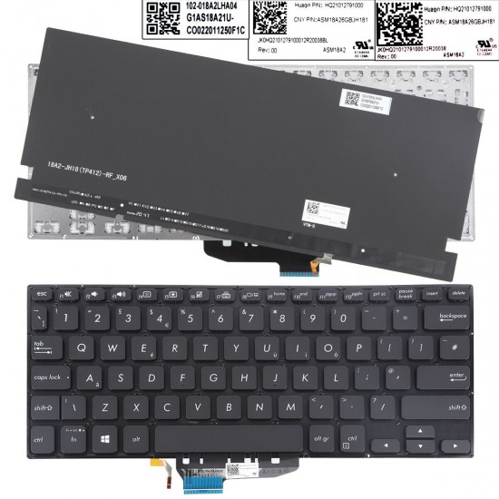 Tastatura Laptop, Asus, VivoBook Flip 14 TP412, TP412U, TP412UA, HQ21011591000, iluminata, layout US Tastaturi noi